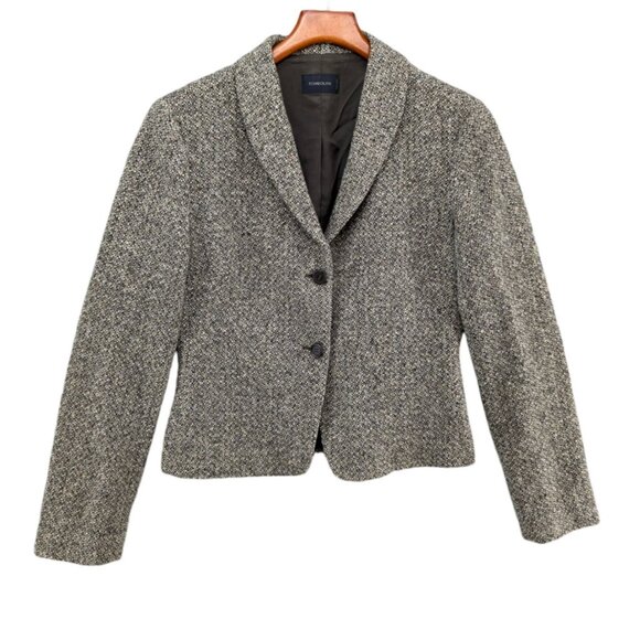 Tombolini Tweed Blazer Womens Grey Wool Cashmere Jacket Made in Italy Sz 44 / 8 - Picture 1 of 10
